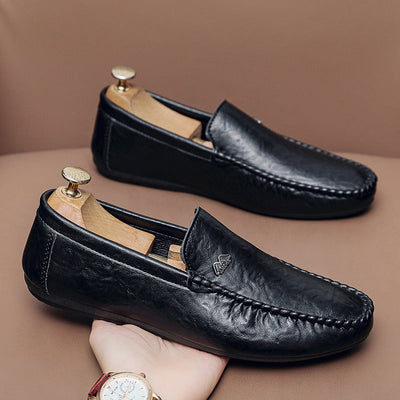 Men’s Leather Loafers – Slip-On – Rounded Toe – Hand-Stitched – Smart Casual Style