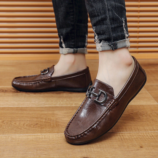 Men’s Loafers – Genuine Leather – Slip-On – Metal Buckle – Smart Casual Fit