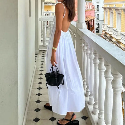 Women’s Maxi Dress – V-Neck – Spaghetti Straps – Open Back – Flowy Lightweight Fit