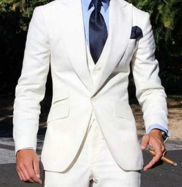 Men’s Three-Piece Suit – Slim Fit – Wool Blend – Notch Lapel – Formal Occasion Wear