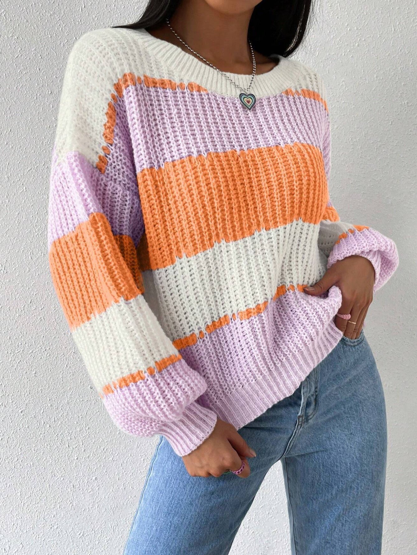 Women’s Pullover Sweater – Chunky Knit – Oversized Fit – Long Sleeve Casual Crew Neck
