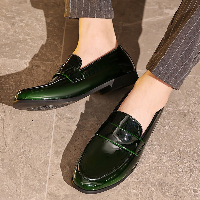 Men’s Loafers – Glossy Leather – Slip-On Fit – Vamp Strap – Business Casual Style