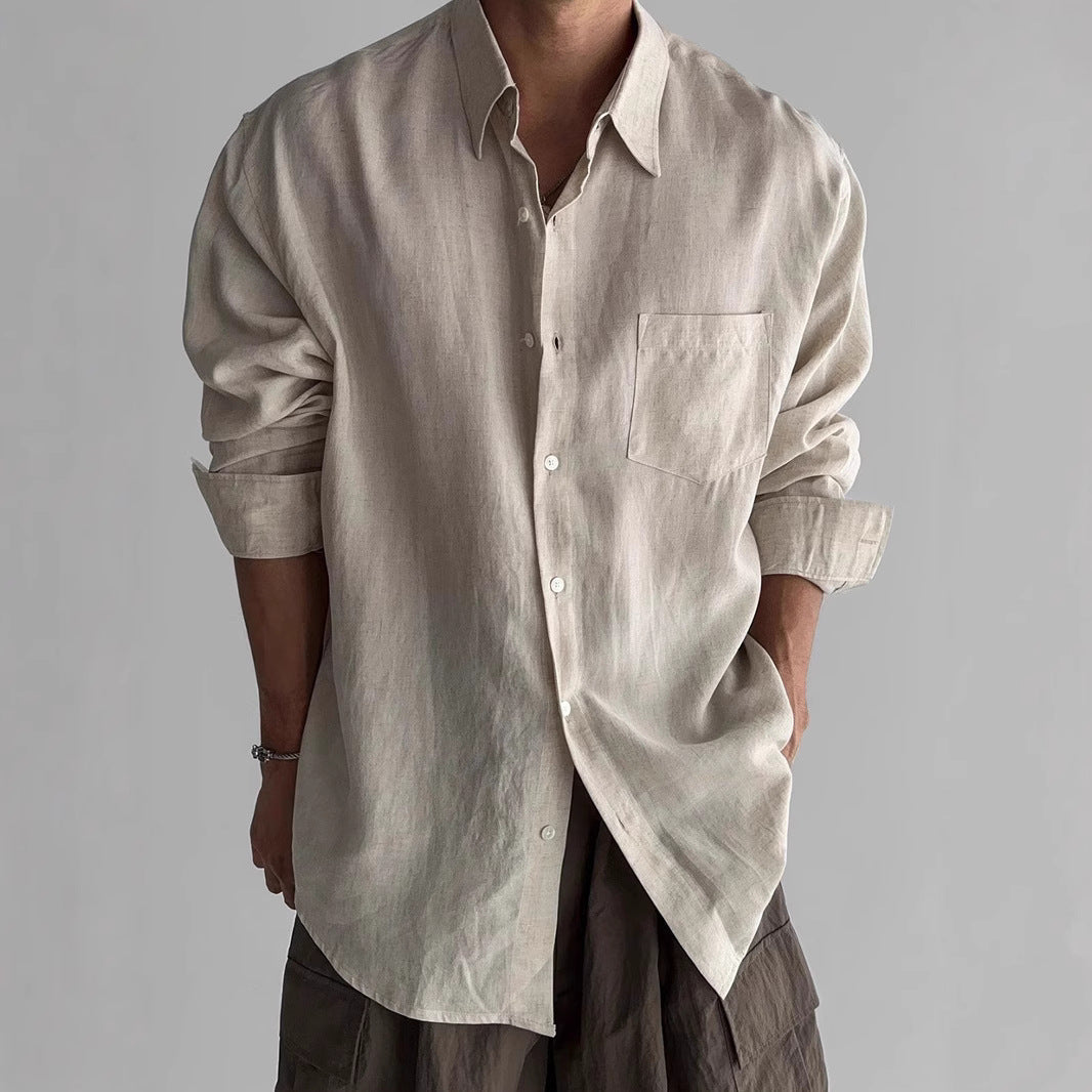 Men’s Long Sleeve Shirt – Relaxed Fit – Breathable Blend – Button Down Casual Style