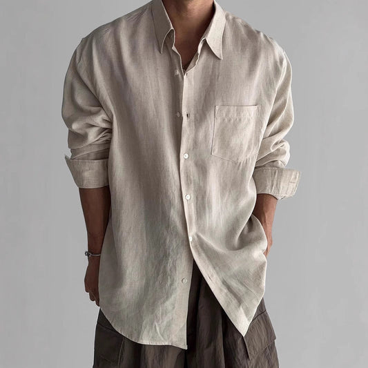 Men’s Long Sleeve Shirt – Relaxed Fit – Breathable Blend – Button Down Casual Style