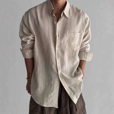 Men’s Long Sleeve Shirt – Relaxed Fit – Breathable Blend – Button Down Casual Style
