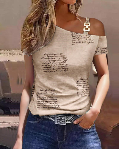 Women’s Short Sleeve Top – Relaxed Fit – Off Shoulder – Cotton Blend