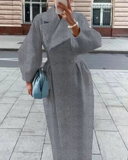 Women's stylish lantern sleeve long coat with collar