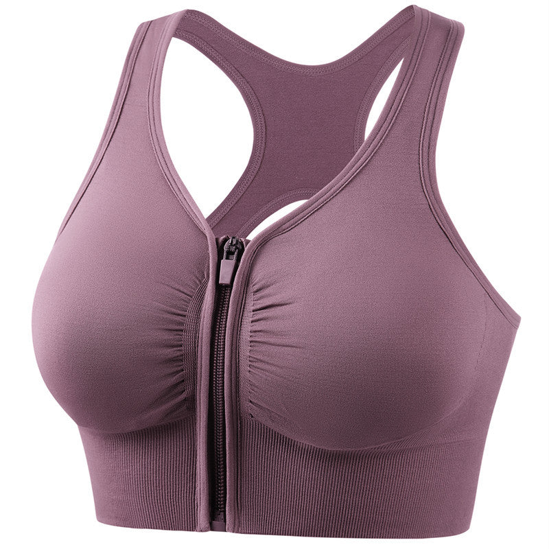 Women’s Sports Bra – Supportive Fit – Front Zip – Wide Straps – Breathable Blend