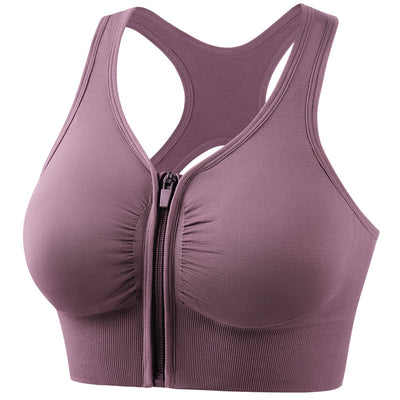 Women’s Sports Bra – Supportive Fit – Front Zip – Wide Straps – Breathable Blend