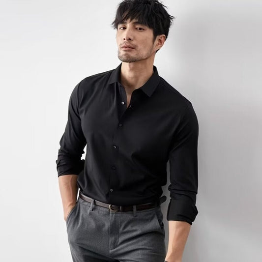 Men’s Dress Shirt – Slim Fit – Faux Silk Feel – Long Sleeve Button-Down – Business Casual