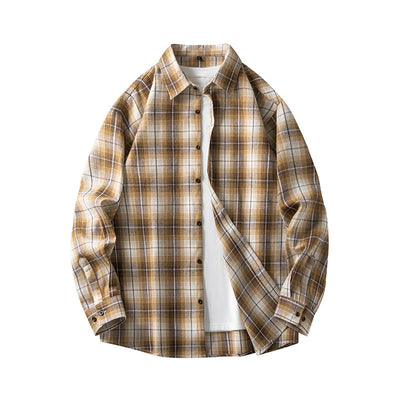 Men’s Plaid Shirt - Classic Button-Up - Long Sleeve - Spread Collar Casual Wear