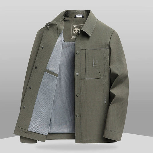 Men’s Business Casual Jacket – Classic Fit – Lapel Collar – Woven Fabric – Button Front