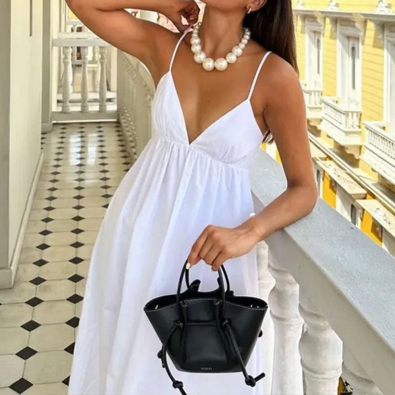 Women’s Maxi Dress – V-Neck – Spaghetti Straps – Open Back – Flowy Lightweight Fit