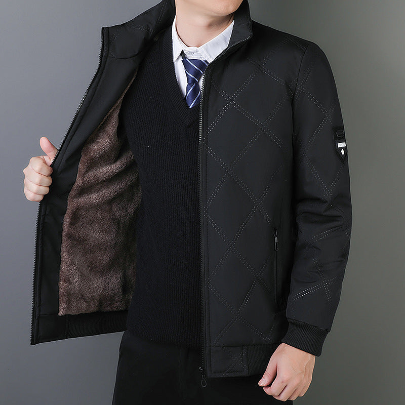 Men’s Quilted Jacket – Regular Fit – Stand Collar – Warm Lined – Zipper Pockets