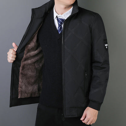 Men’s Quilted Jacket – Regular Fit – Stand Collar – Warm Lined – Zipper Pockets