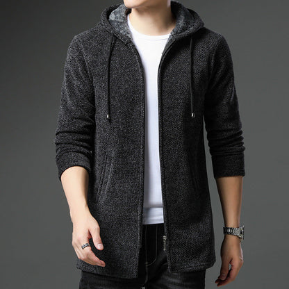 Men’s Windbreaker Sweater – Relaxed Fit – Hooded – Zipper Front – Warm Lining