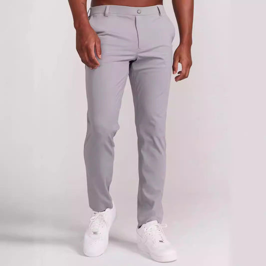 Men’s Slim Fit Trousers – Full Length – Soft Stretch Fabric – Rear Welt Pockets