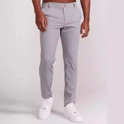 Men’s Slim Fit Trousers – Full Length – Soft Stretch Fabric – Rear Welt Pockets