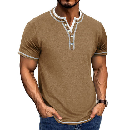 Men’s Henley Shirt – Cotton – Classic Fit – Ribbed Trim – Short Sleeve Casual Wear