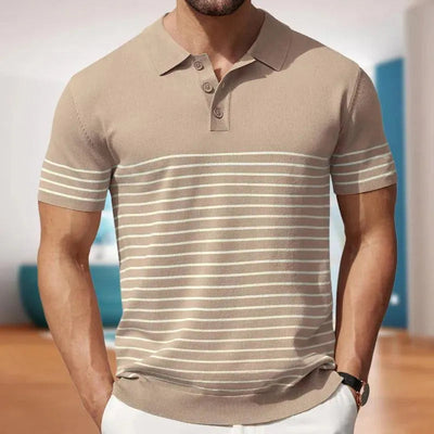 Men’s Polo Shirt – Soft Knit – Classic Fit – Short Sleeve – Striped Casual Design