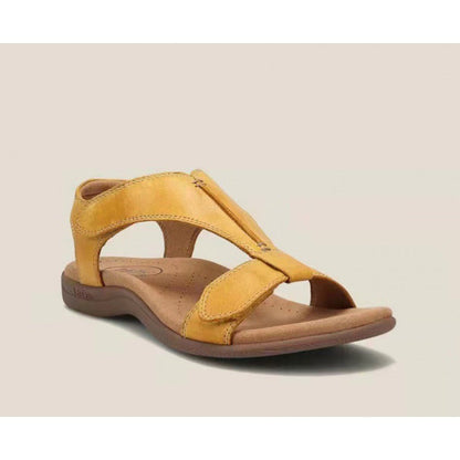 Women’s Wedge Sandals – Cushioned Footbed – T-Strap – Velcro Fastening – Casual Fit