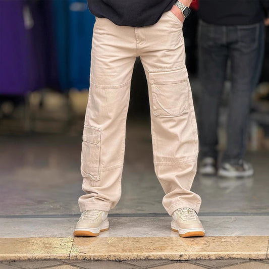 Men’s Cargo Trousers – Relaxed Fit – Natural Fibers – Full Length – Utility Pockets