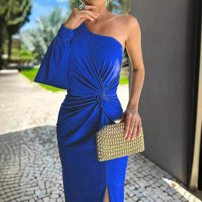 Women's Asymmetric One-Shoulder Evening Dress