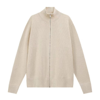 Men's Zip-Up Cardigan - High Neck - Full Sleeve - Classic Design