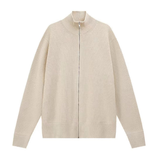 Men's Zip-Up Cardigan - High Neck - Full Sleeve - Classic Design