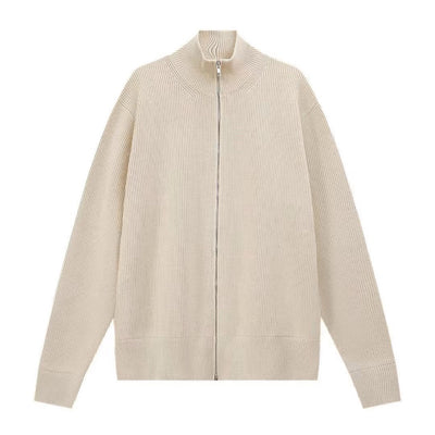 Men's Zip-Up Cardigan - High Neck - Full Sleeve - Classic Design