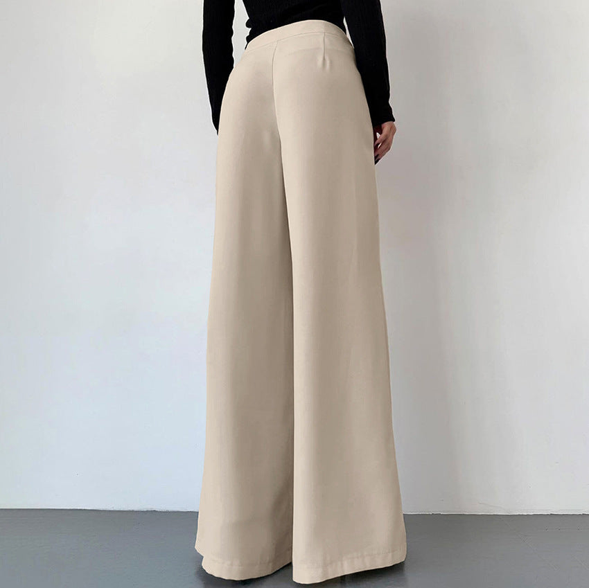 Women’s Wide-Leg Trousers – High Waist – Front Pleat – Full Length – Relaxed Fit