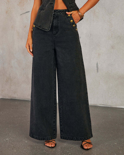 Women’s Denim Vest – Tailored Fit – Button-Down – Structured Waist-Length Style