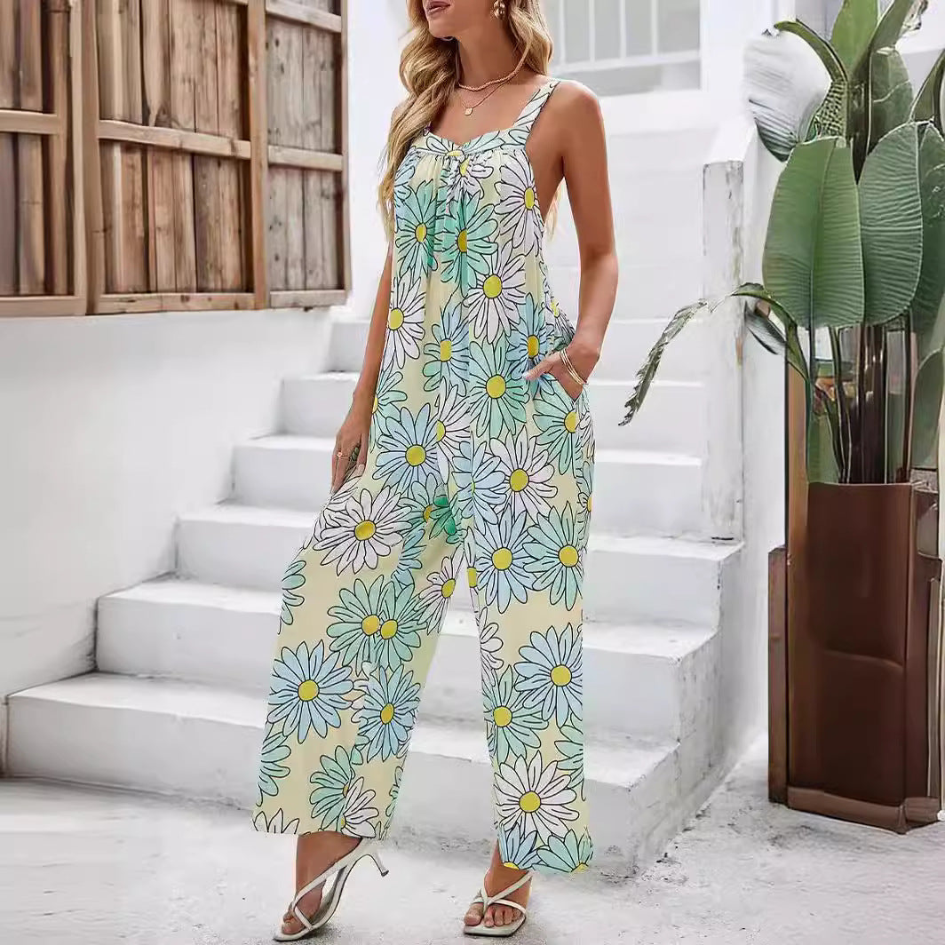 Women’s Jumpsuit – Loose Fit – Wide Leg – Lightweight Cotton – Boho Casual Style