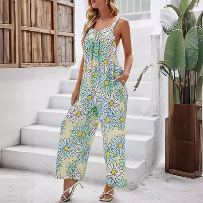 Women’s Jumpsuit – Loose Fit – Wide Leg – Lightweight Cotton – Boho Casual Style