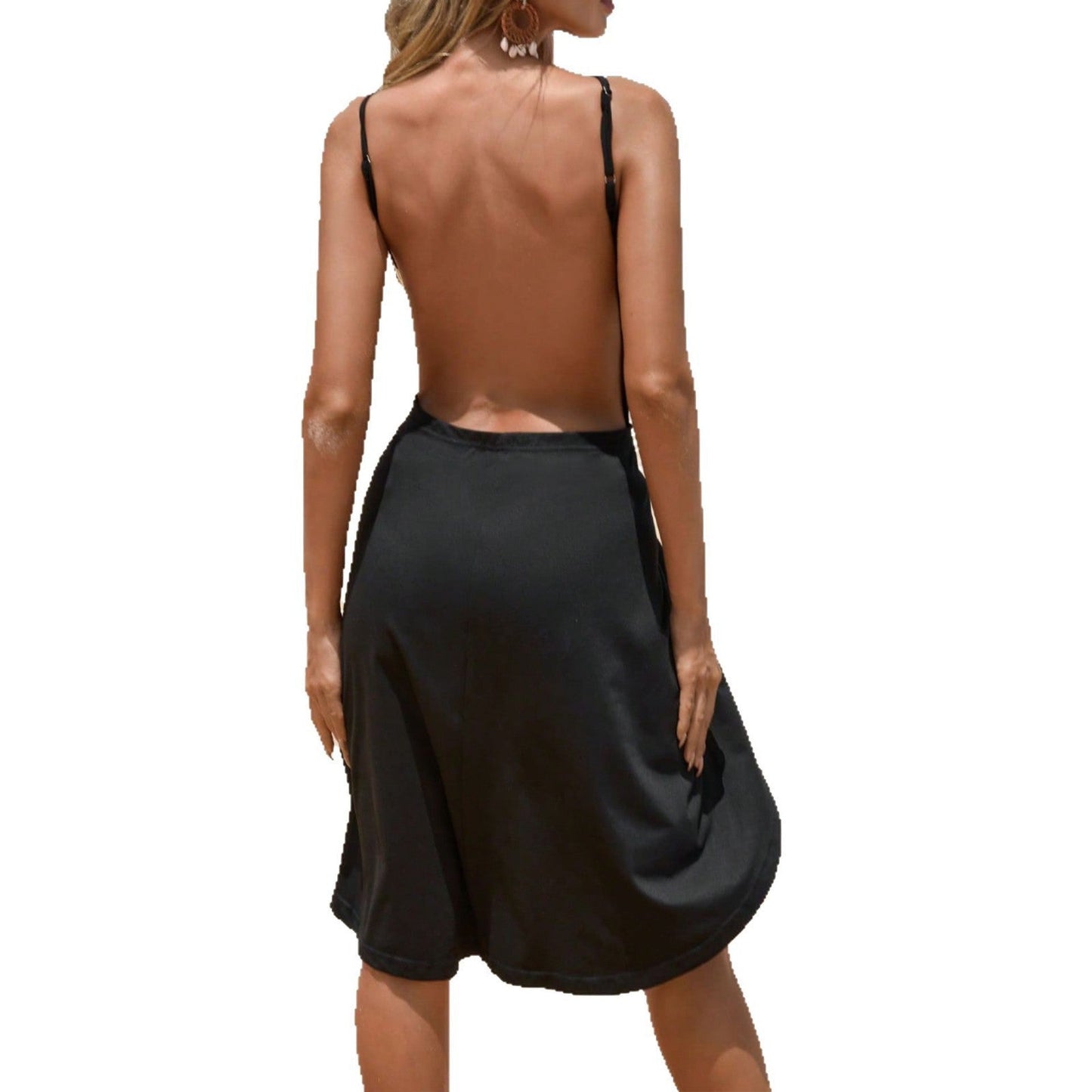 Women’s Dress – Cotton Blend – Wrap Style – Asymmetrical Hem – Adjustable Straps