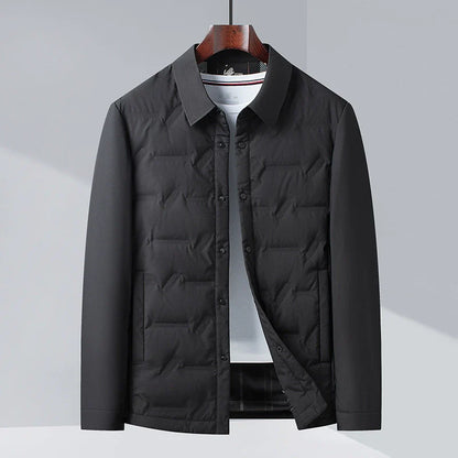 Men’s Down Jacket – Slim Fit – Insulated – Button-Up Quilted Design