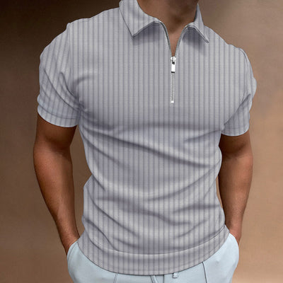 Men’s Polo Shirt – Slim Fit – Cotton Knit – Short Sleeve – Zipper Neckline