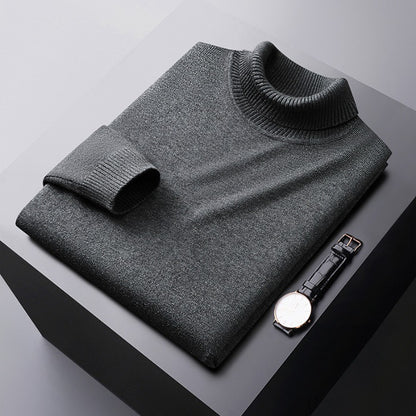 Men’s Turtleneck Sweater - Knitted - Slim Fit - Long Sleeve Warm Pullover