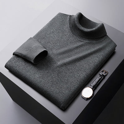 Men’s Turtleneck Sweater - Knitted - Slim Fit - Long Sleeve Warm Pullover