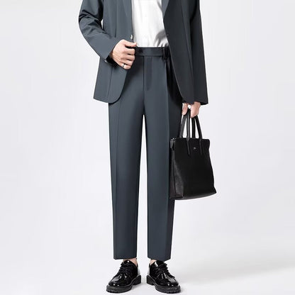 Men’s Tailored Trousers – Slim Fit – Wool Blend – Ankle Length – Sharp Crease