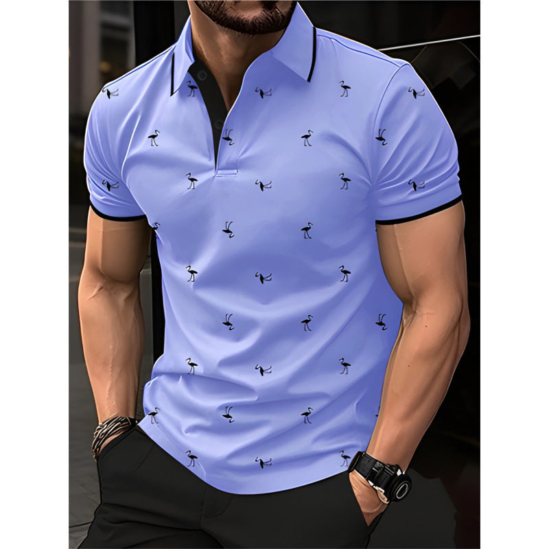 Men’s Polo Shirt – Cotton Blend – Regular Fit – Printed – Short Sleeve Casual Wear