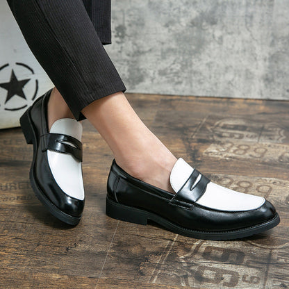 Men’s Loafers – Polished Leather – Slip-On Penny Strap – Two-Tone Rubber Sole