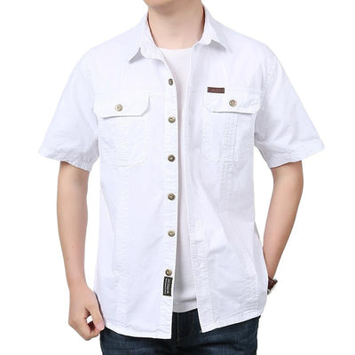 Men’s Work Shirt – Cotton Blend – Relaxed Fit – Short Sleeve – Button-Up with Pockets