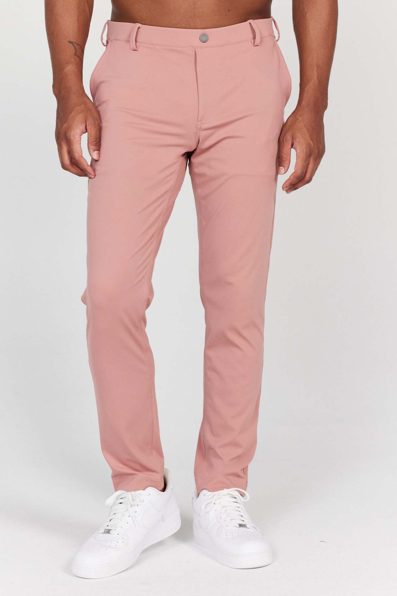Men’s Slim Fit Trousers – Full Length – Soft Stretch Fabric – Rear Welt Pockets