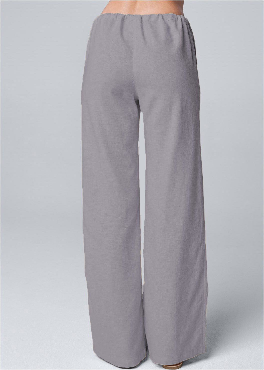 Women’s Wide-Leg Trousers – Cotton Linen Blend – High Waist – Drawstring Waistband