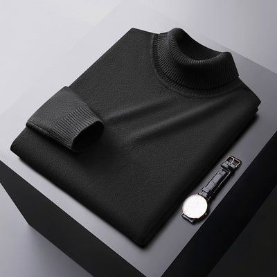 Men’s Turtleneck Sweater - Knitted - Slim Fit - Long Sleeve Warm Pullover