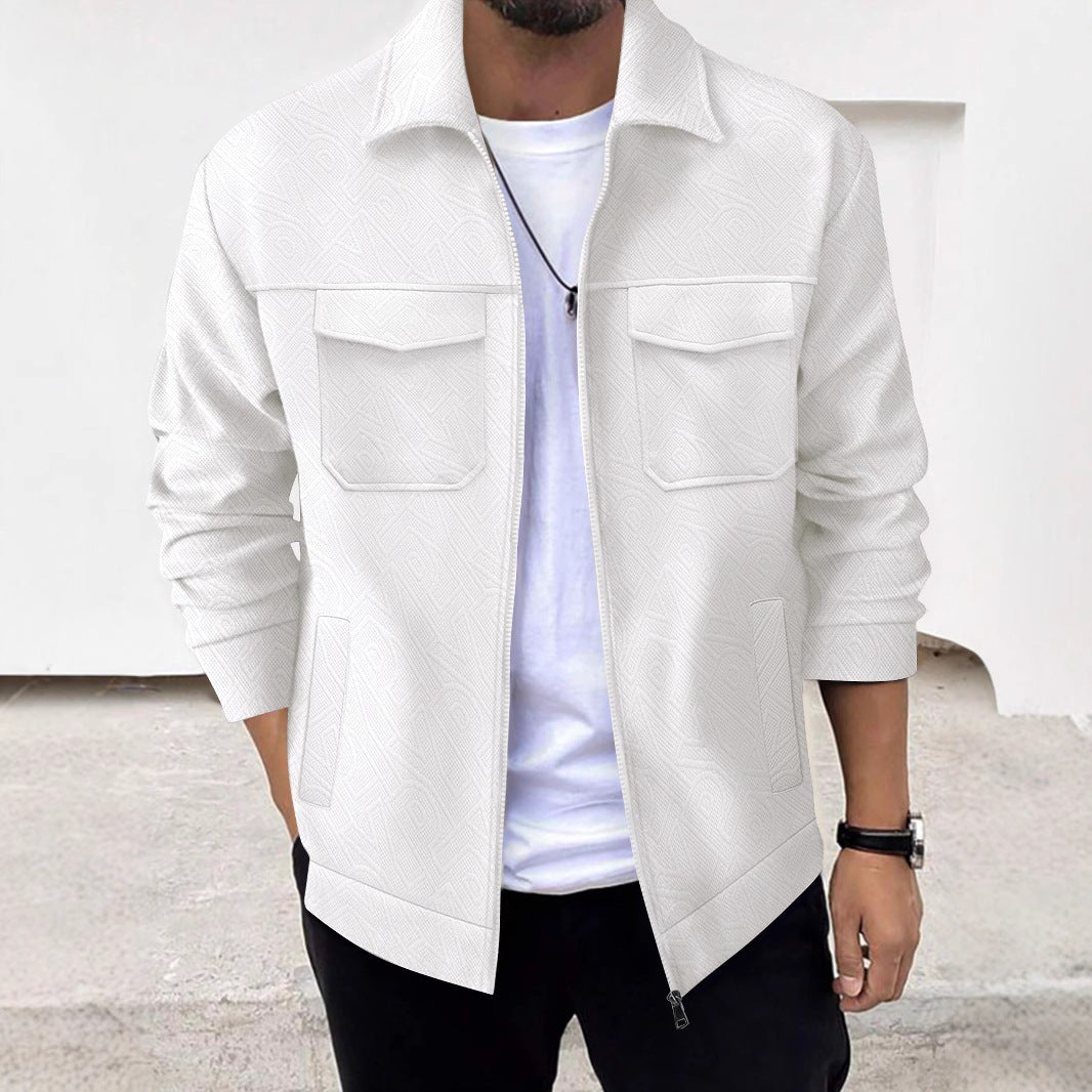 Men’s Cargo Jacket – Tailored Fit – Cotton Blend – Utility Pockets – Zip Front
