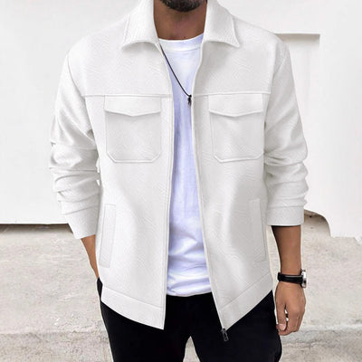 Men’s Cargo Jacket – Tailored Fit – Cotton Blend – Utility Pockets – Zip Front