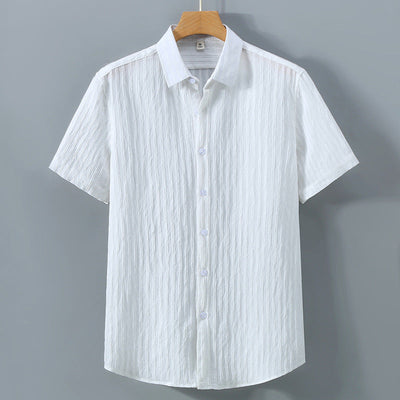Men’s Button-Down Shirt – Relaxed Fit – Breathable Blend – Textured – Short Sleeve