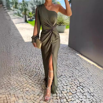 Women's Asymmetric One-Shoulder Evening Dress